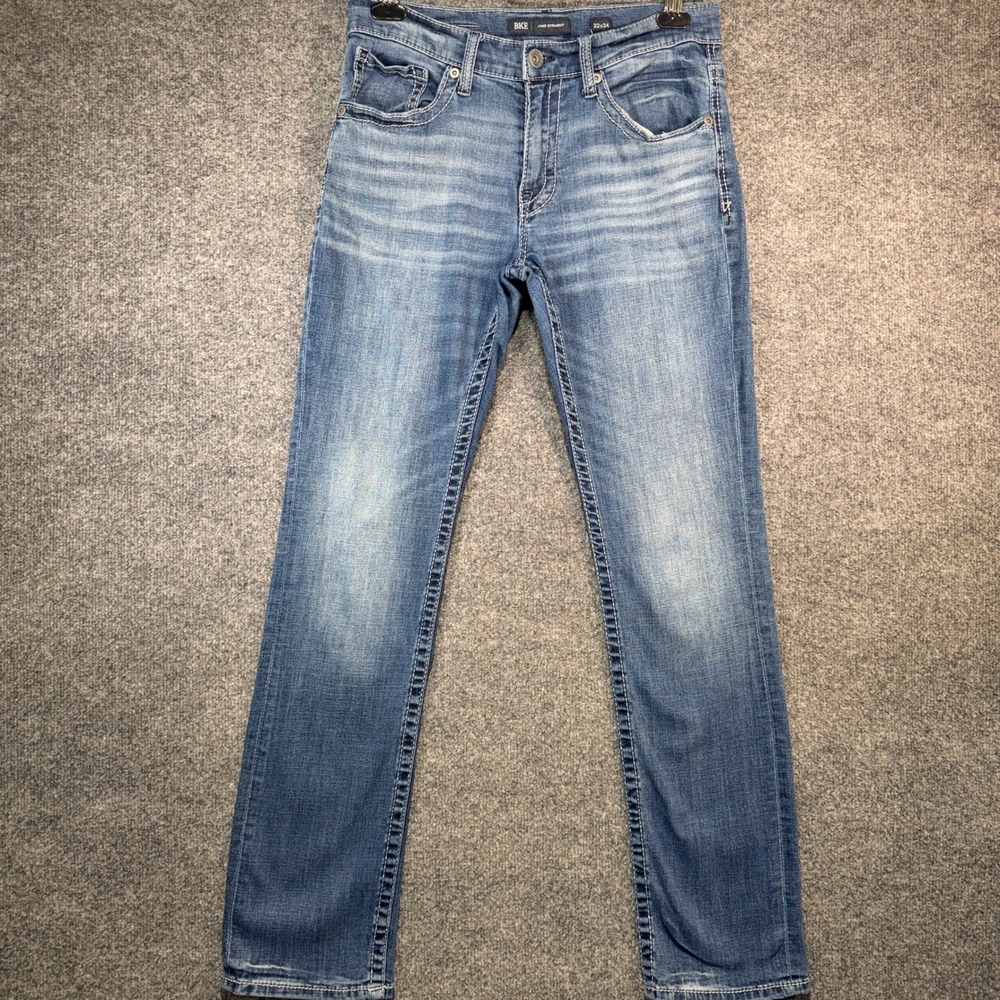 BKE Jake Straight Jeans Mens 32x34 Blue Coolmax Stretch Denim Medium Wash